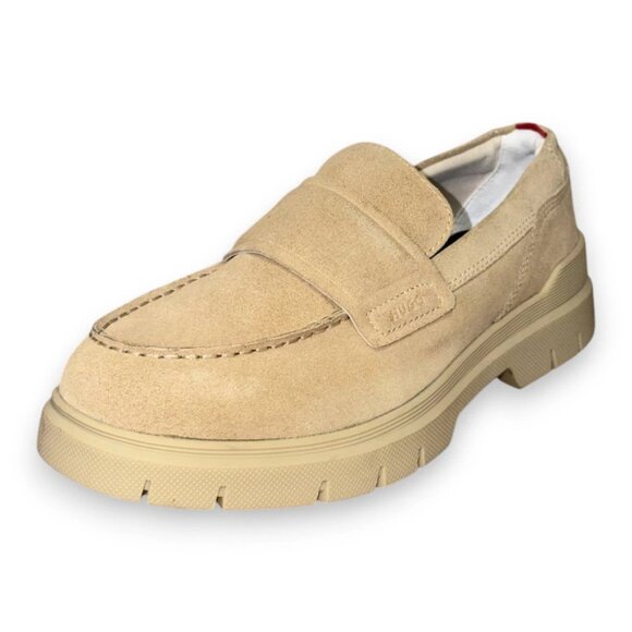 HUGO Ryan Men's Beige Leather Loafers US 9 (UK 8 EU 42) MSRP $180 - Picture 1 of 4